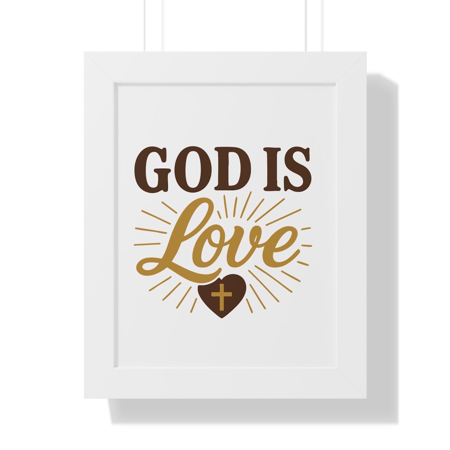 Framed Inspirational Wall Art, God Is Love Poster, Christian Home Decor, Faith Print for Living Room, Gift for Family