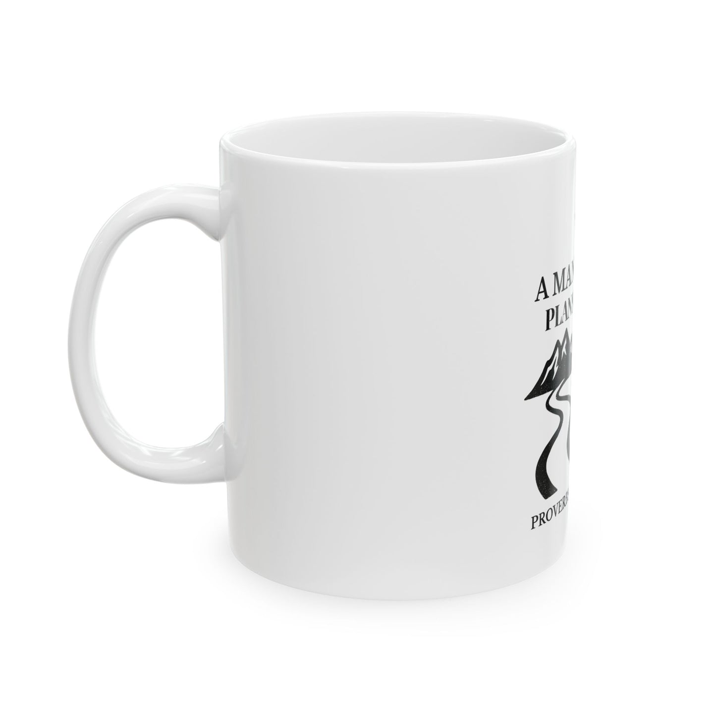Inspirational Ceramic Mug - Proverbs 16:9, God-Guided Gift, Coffee Lovers, Faith-Based, Cozy Home Decor