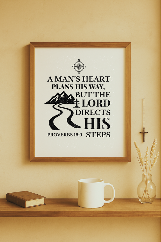 A Man’s Heart Christian Wall Art – Bible Verse Home Decor