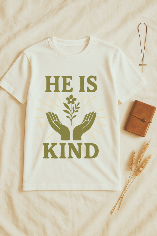 He Is Kind Unisex Christian T-Shirt | Eco-Friendly Apparel, Affirmation Tee, Gift for Friends, Motivational Shirt, Casual Wear