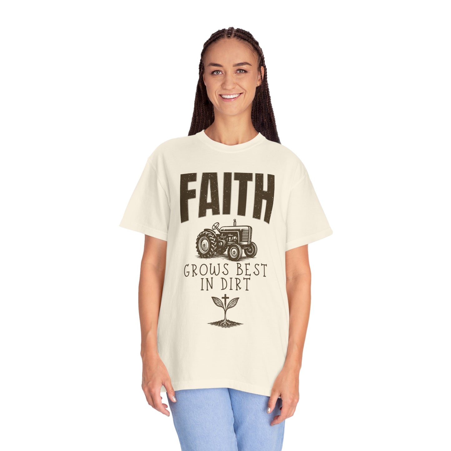 Faith Grows Best in Dirt T-Shirt – Christian Farm Graphic Tee
