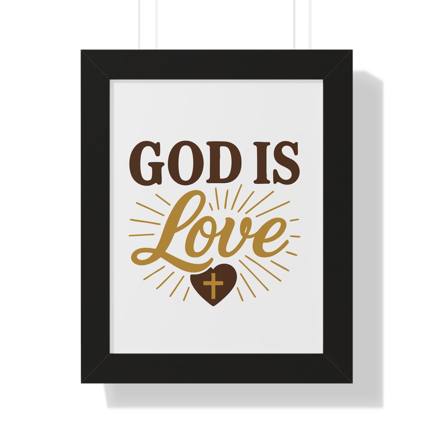 Framed Inspirational Wall Art, God Is Love Poster, Christian Home Decor, Faith Print for Living Room, Gift for Family